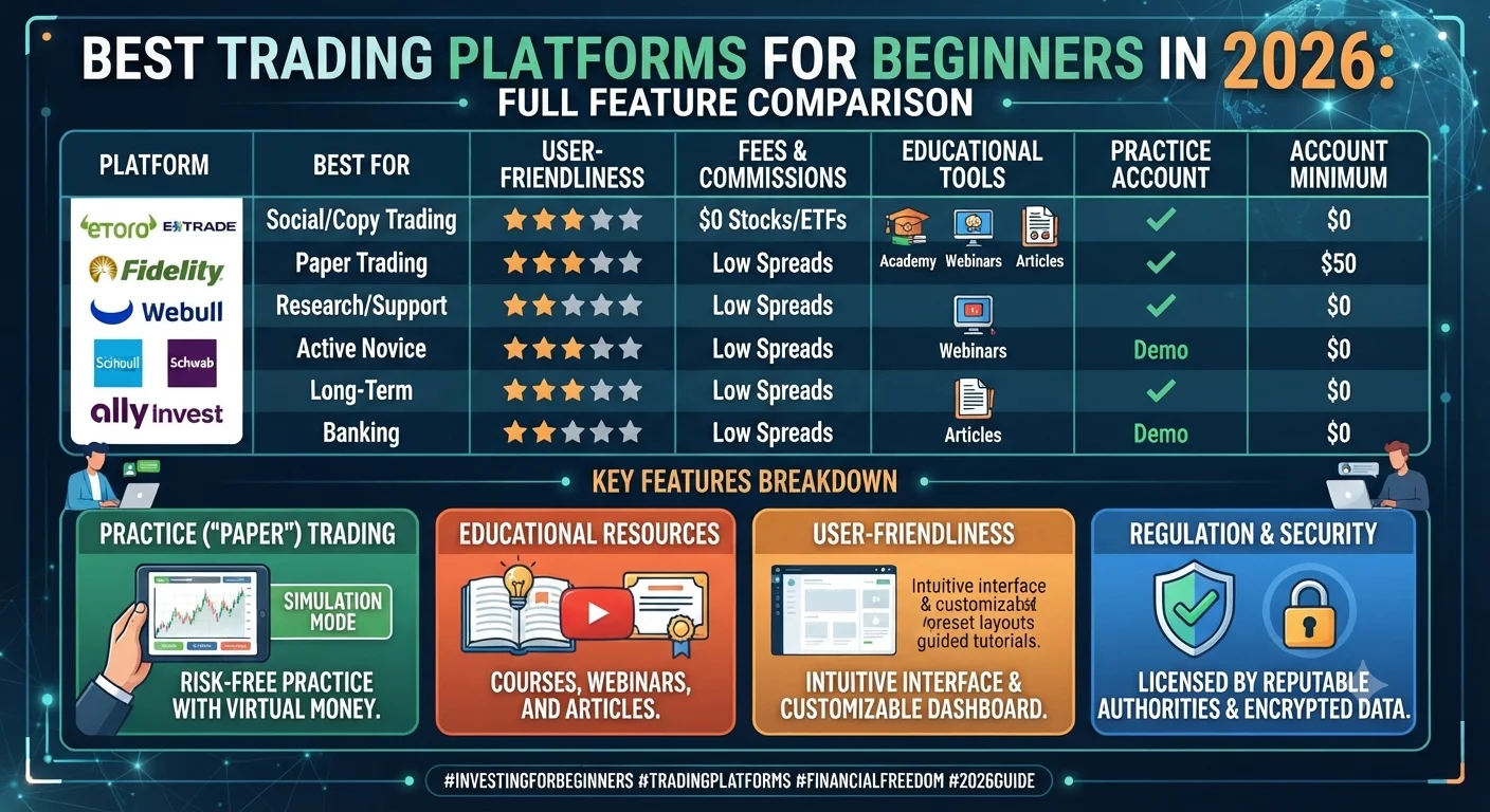 Best Trading Platforms for Beginners in 2026: Full Feature Comparison